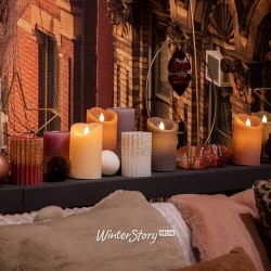 Kaemingk / LED candle with simulated flame Elody Beige 13 cm, battery operated, timer