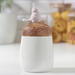 Доляна / Doliana / Bank for bulk products "Solovushka", 7.5 × 15.5 cm, white
