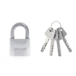 Padle padlock, 40 mm wide, chrome steel, d-7 mm arch, Finnish, 4 keys, MATRIX