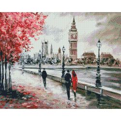 Опт-картина / Khảm kim cương, 40x50, kim cương giả màu xám London