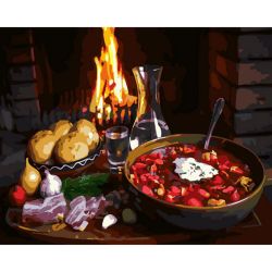 Опт-картина / Painting by numbers 40x50 Russian lunch