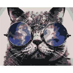 Опт-картина / Pintura por número CAKADU 40x50 Gato con gafas