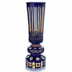 Гусевской Хрустальный завод / Crystal decorative vase "Lace" amber-blue