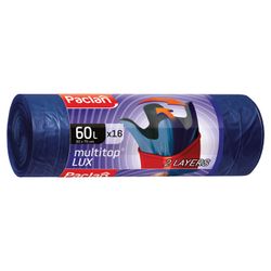 PACLAN / 垃圾袋“Multitop Lux”60 升，带耳，蓝色，LDPE 30 微米，60x75 厘米，16 个卷。