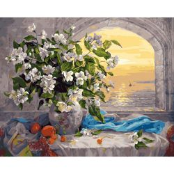 Опт-картина / Painting by numbers 40x50 Bouquet by the window