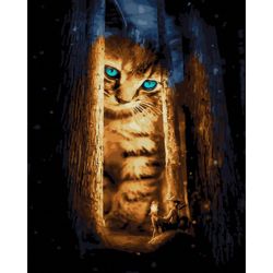 Опт-картина / Pintura pelo número 40x50 Gatinho no escuro