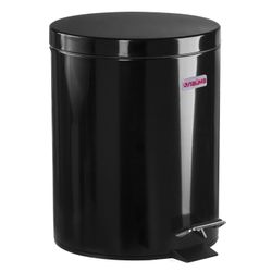ЛАЙМА / Thùng rác (thùng rác) có bàn đạp "Cổ điển", 5 l, màu đen, bóng, kim loại, có thùng bên trong có thể tháo rời