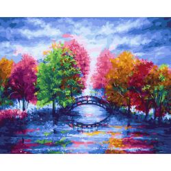 Опт-картина / Pintura por números 40x50 Árvores brilhantes