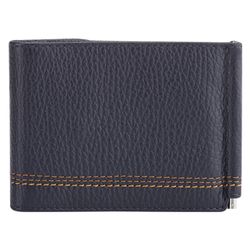 Clip FABULA "Brooklyn", genuine leather, contrast stitching, 86х126 mm, blue