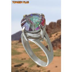 Bague en argent 925 avec quartz mystique 10mm