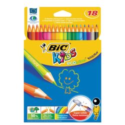 Lápices de colores BIC "Kids ECOlutions Evolution", 18 colores, plástico, afilado, euro percha