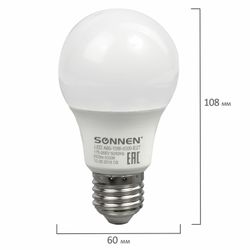 SONNEN / Lâmpada LED 10 (85) W, base E27, em forma de pêra, luz branca fria, LED A60-10W-4000-E27