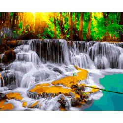 Опт-картина / Painting by numbers 40x50 Forest waterfalls