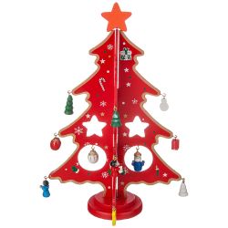 Wooden figurine "Christmas Tree red toy"