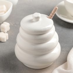 Доляна / Doliana / Honey container "Estet Keg", 400 ml, 9.8 × 9.8 × 12 cm, with spoon