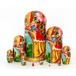 Matryoshka "Moscow red" 10 dolls, 25 cm