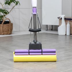Доляна / Shaft / Mop PVA with double roller wring, telescopic steel handle 89-107 cm, attachment 27 × 6 cm, MIX color