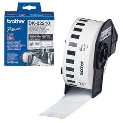 Cartridge for BROTHER DK22210 label printers, 29 mm х 30.48 m, black font, white background, paper