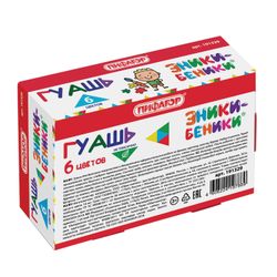 ПИФАГОР / Gouache ENIKI-BENIKI "6 colors of 10 ml, without brush, cardboard package