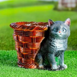 Хорошие сувениры / Figured pots "Kitten with a basket" 22x17 cm