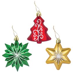 ЗОЛОТАЯ СКАЗКА / Set of decorations for the fir-tree "Spruce and stars", 3 pcs., Plastic, assorted color