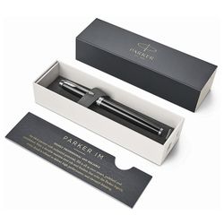Ручка перьевая PARKER "IM Core Black Lacquer CT", корпус черный глянцевый лак, хромированные детали, синяя
