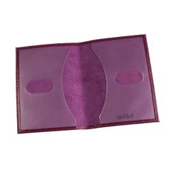 Passport cover BEFLER "Lace", natural leather, embossed, purple