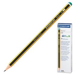 ब्लैक लेड पेंसिल STAEDTLER (जर्मनी), 1 पीसी।, "नोरिस", 2H, इलास्टिक बैंड के बिना, शरीर काला-पीला, नुकीला