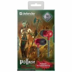 DEFENDER / Headphones with microphone (headset) Pollaxe in-ear, wired, 1.2 m, in-ear, black with red