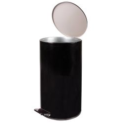 Waste bin with foot pedal ENHANCED, 20 l, bag ring, black, galvanized steel