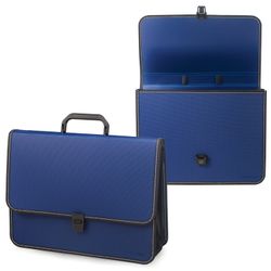 Plastik evrak çantası BRAUBERG "Consul", A4 (370x280x120 mm), 2 bölme, kenarlı, boncuk dokulu, mavi