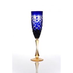 Гусевской Хрустальный завод / A set of crystal glasses "Pharaoh" for champagne amber blue 6 pieces