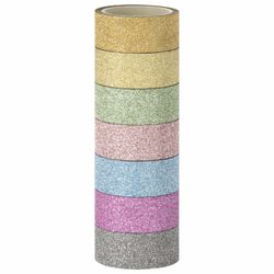 ОСТРОВ СОКРОВИЩ / Polymeric adhesive tapes for decoration with glitter "PASTEL", 15 mm х 3 m, 7 colors