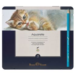 Farbstifte Aquarell BRUNO VISCONTI "Aquarelle", 24 Farben, Metall Federmäppchen