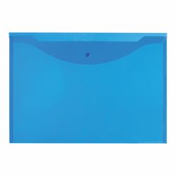 Carpeta de sobres con botón LARGE FORMAT (300x430 mm), A3, transparente, azul, 0,15 mm, STAFF