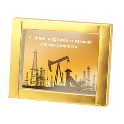 Chocolate greeting card "With Day of the oil and gas industry"