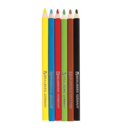 Lápis de cor espessados BRAUBERG, 6 cores, triangular, embalagem de papelão