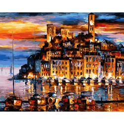 Опт-картина / Painting by numbers 40x50 Boats in the port