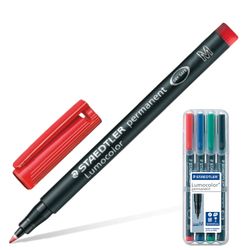 永久性标记（不可磨灭）STAEDTLER 4 件套，组合，“Lumocolor”，圆形，1 毫米