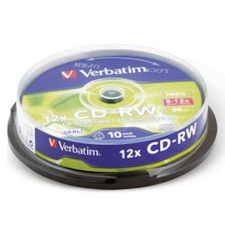 VERBATIM / CD-RW discs 700 Mb 12x Cake Box, SET 10 pcs