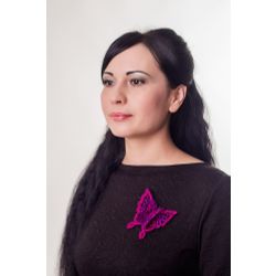 Lace brooch "Butterfly viola"