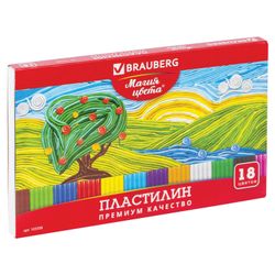 Clay classic BRAUBERG, 18 colors, 360 g, stack, top quality, cardboard packaging
