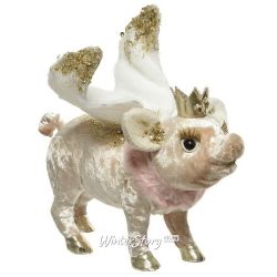 Kaemingk / Giocattolo di Natale Pig Piggy Angel - Velvet Dreams 18 cm, ciondolo
