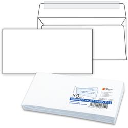 Envelopes E65 (110x220 mm), tear-off strip, white, SET of 50 PCs., inner sealing