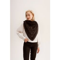 Оренбургский Пуховый Платок / Downy shawl triangular, black