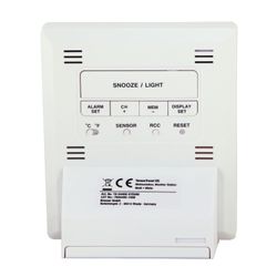 Meteorological station BRESSER TemeoTrend SQ, temperature sensor, clock, alarm clock, white