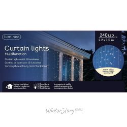 Kaemingk / Brilliant Waterfall LED Curtain 2.25 * 1.5m, 240 Warm White LED Lights, Transparent PVC, Controller, IP44