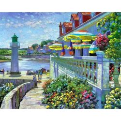 Опт-картина / Pintura por números 40x50 Farol na costa