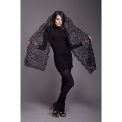 Снежинка / Snowflake / Scarf lace with ornament in the form of curls