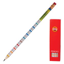 Bleistift schwarz KOH-I-NOOR, 1 St., "Multiplikation", HB, mit Gummiband, angespitzt